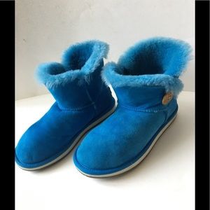 UGG mini Bailey button smooth Royal blue boots 5